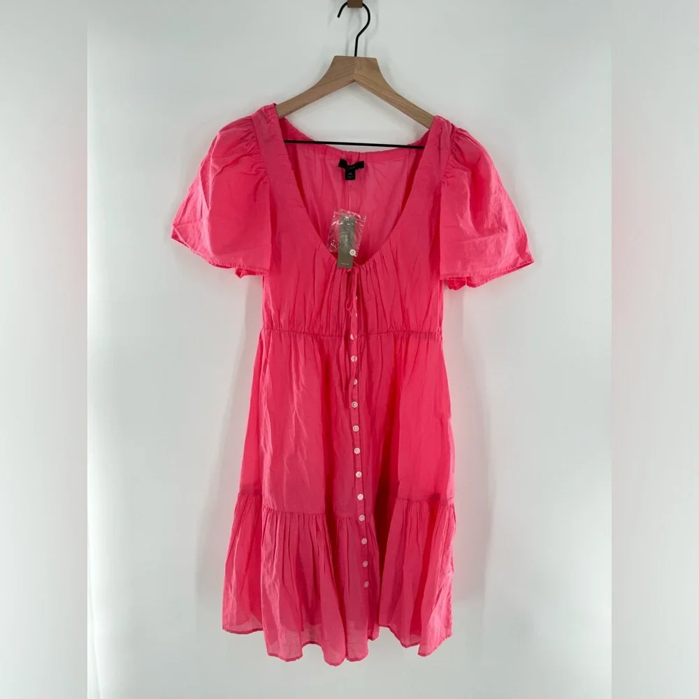 New!‎ J. Crew Cotton Voile Button Down Tiered Beach Dress Size XS